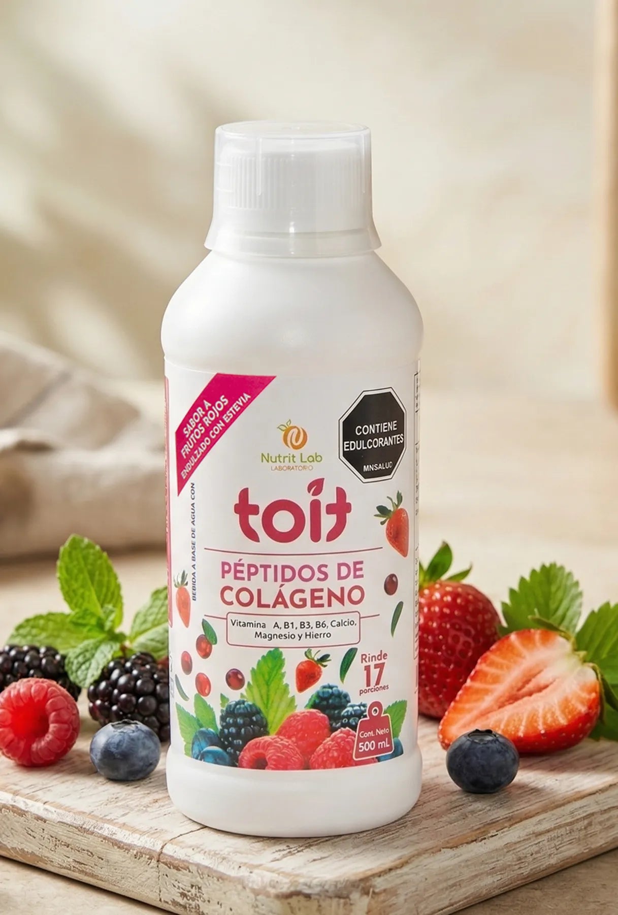 Bebida con Péptidos de Colágeno Hidrolizado Toit - Sabor Limonada Cerezada (500 ml)