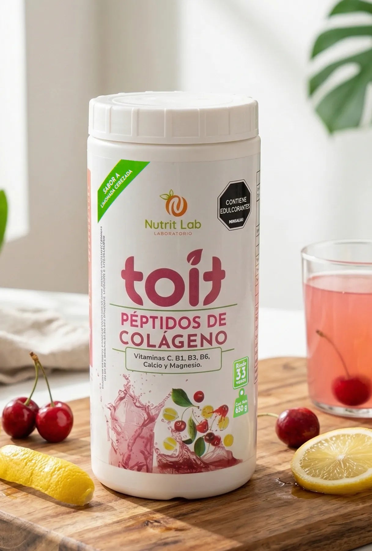 Péptidos de Colágeno Hidrolizado Toit - Sabor Limonada Cerezada (650 g)