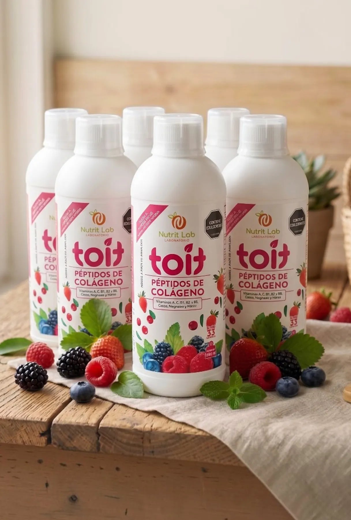 Bebida con Péptidos de Colágeno Hidrolizado Toit - Sabor Limonada Cerezada (1000 ml)