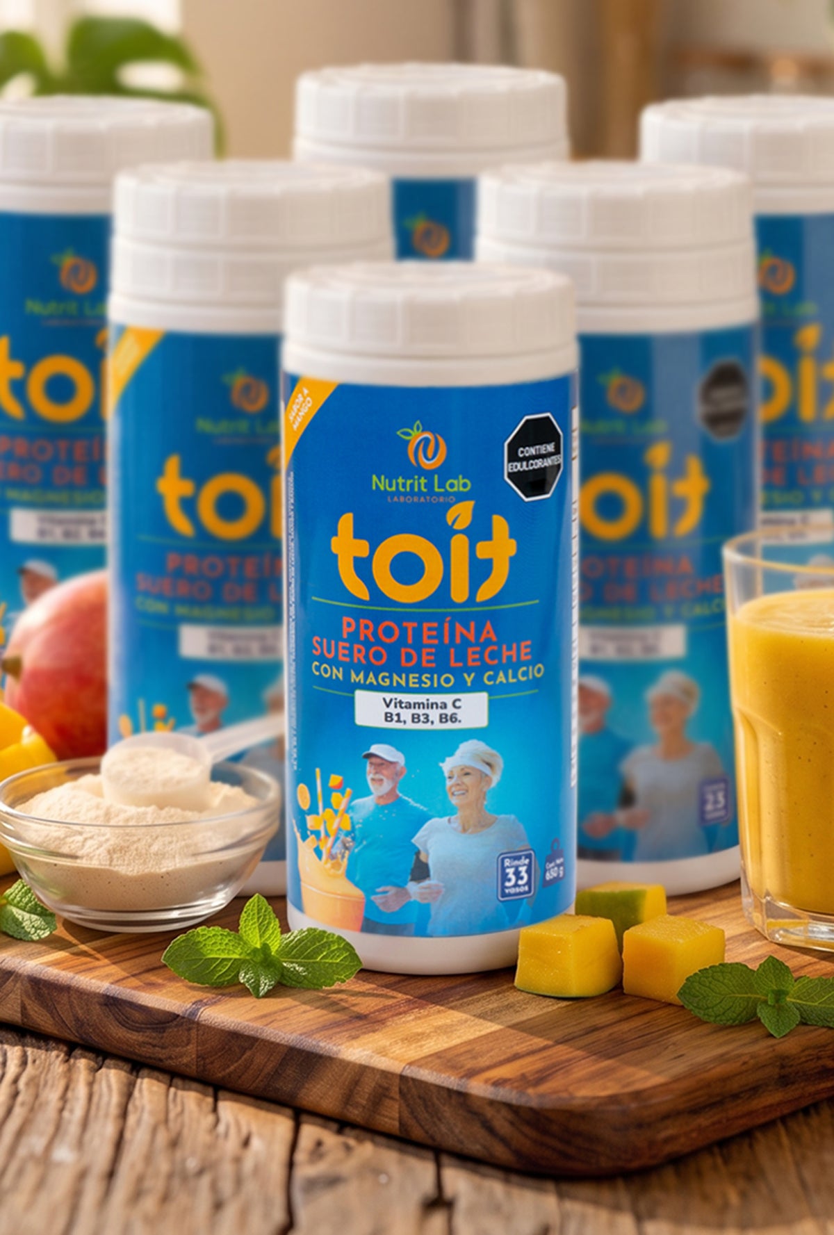 PACK 6 UDS - Proteína en Polvo Magnesio y Calcio Adultos Mango Toit (650 g)
