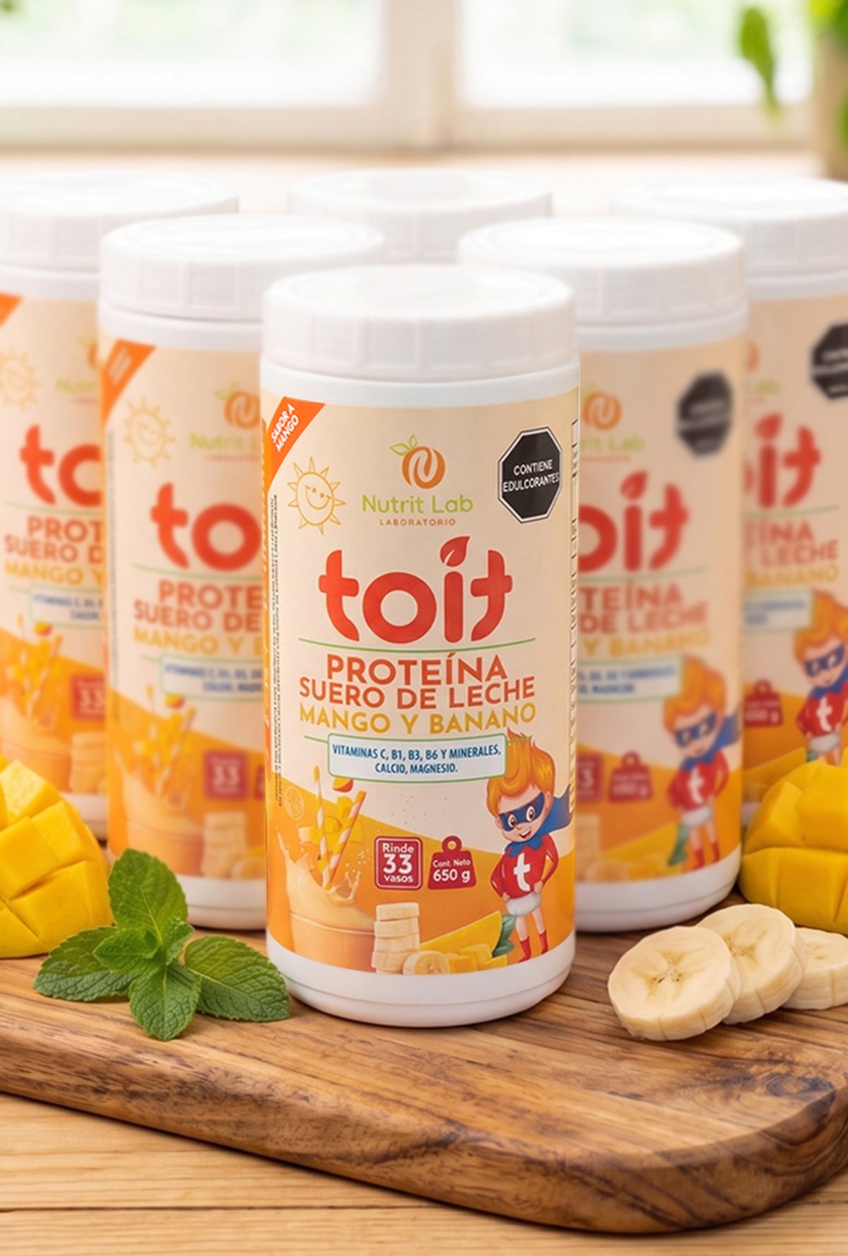 PACK 6 UDS - Proteína en Polvo Niños Mango Banano Toit (650 g)